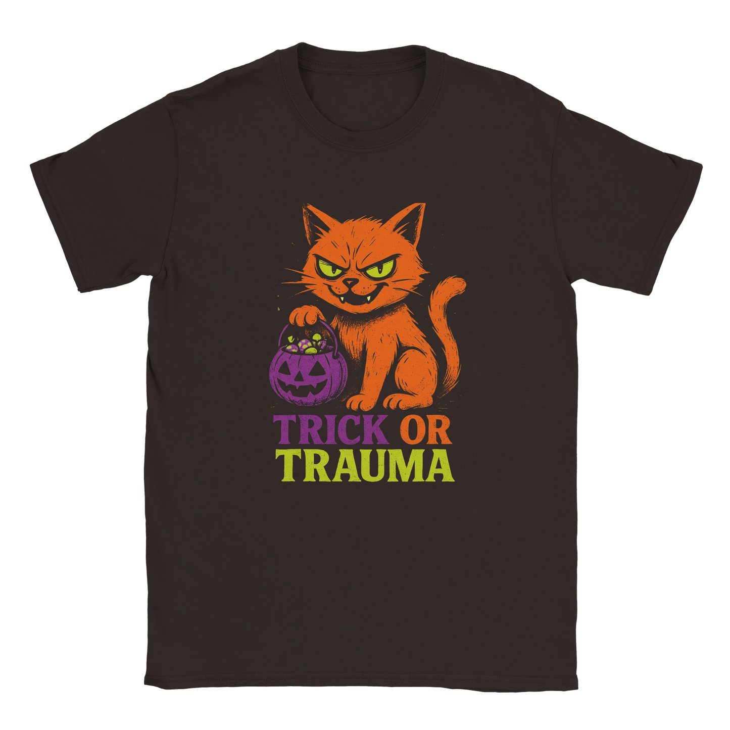 Trick or Trauma Cat T-Shirt – Funny Halloween Graphic Tee - LazyWhiskers