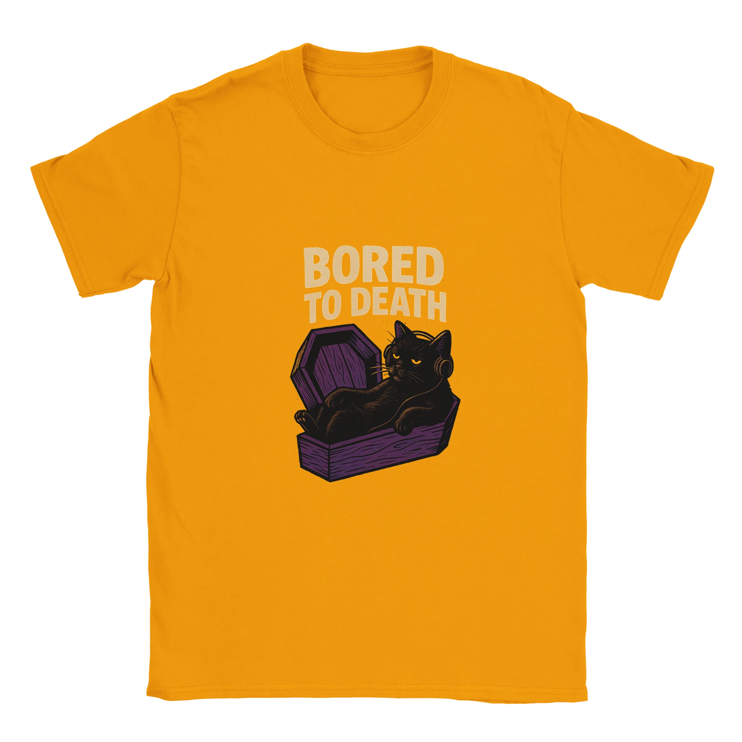 Bored to death – Funny Goth Cat T-Shirt - LazyWhiskers