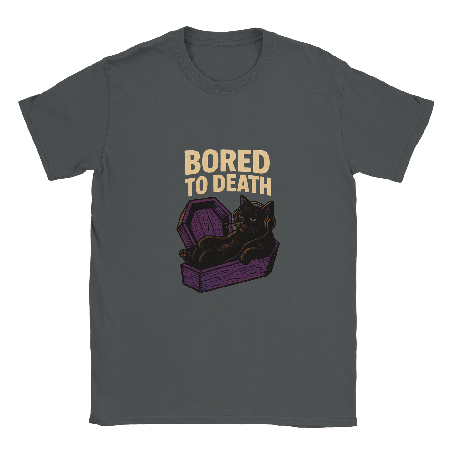 Bored to death – Funny Goth Cat T-Shirt - LazyWhiskers