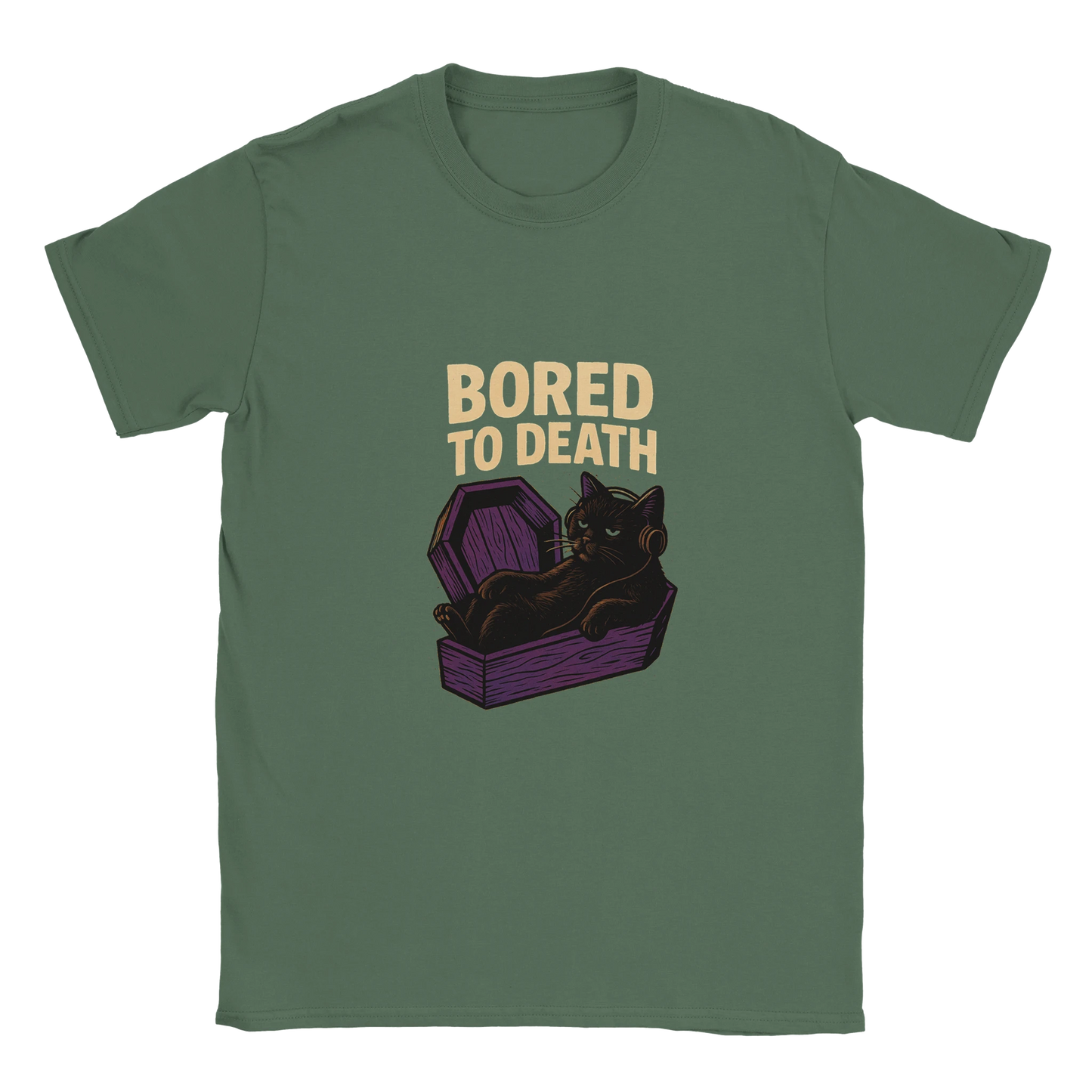 Bored to death – Funny Goth Cat T-Shirt - LazyWhiskers