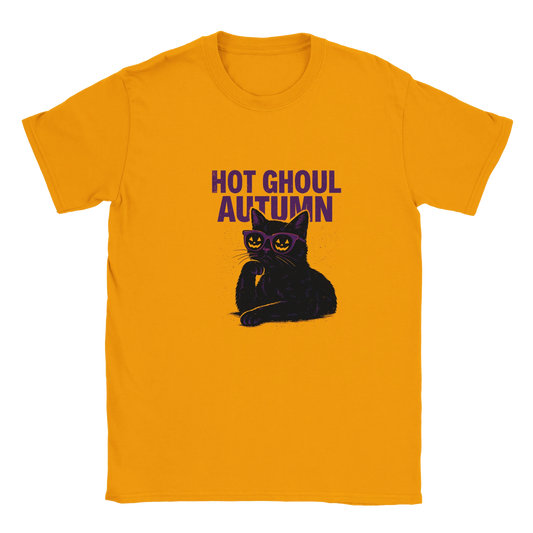 Hot Ghoul Autumn – Funny Black Cat Halloween T-Shirt - LazyWhiskers