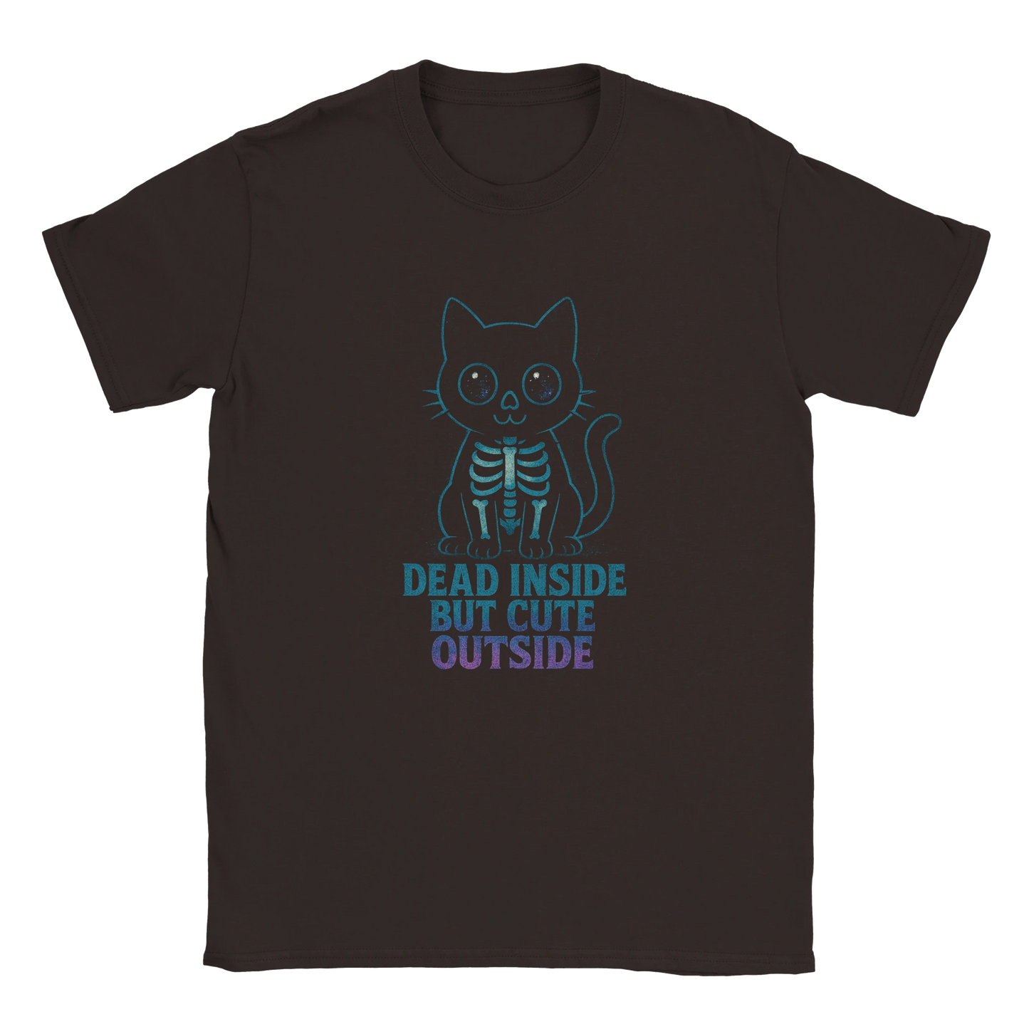 Dead Inside But Cute – Funny Skeleton Cat T-Shirt - LazyWhiskers