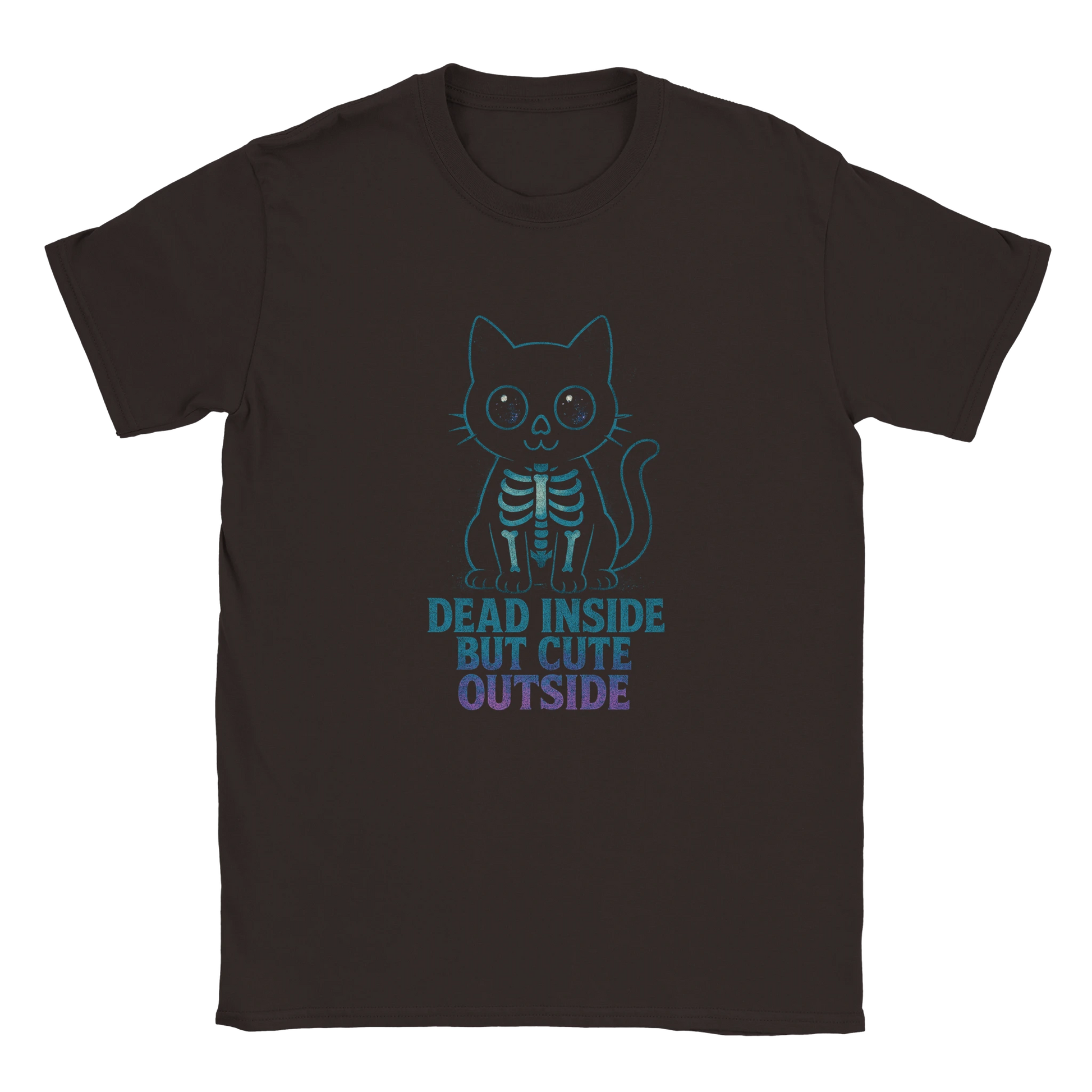 Dead Inside But Cute – Funny Skeleton Cat T-Shirt - LazyWhiskers