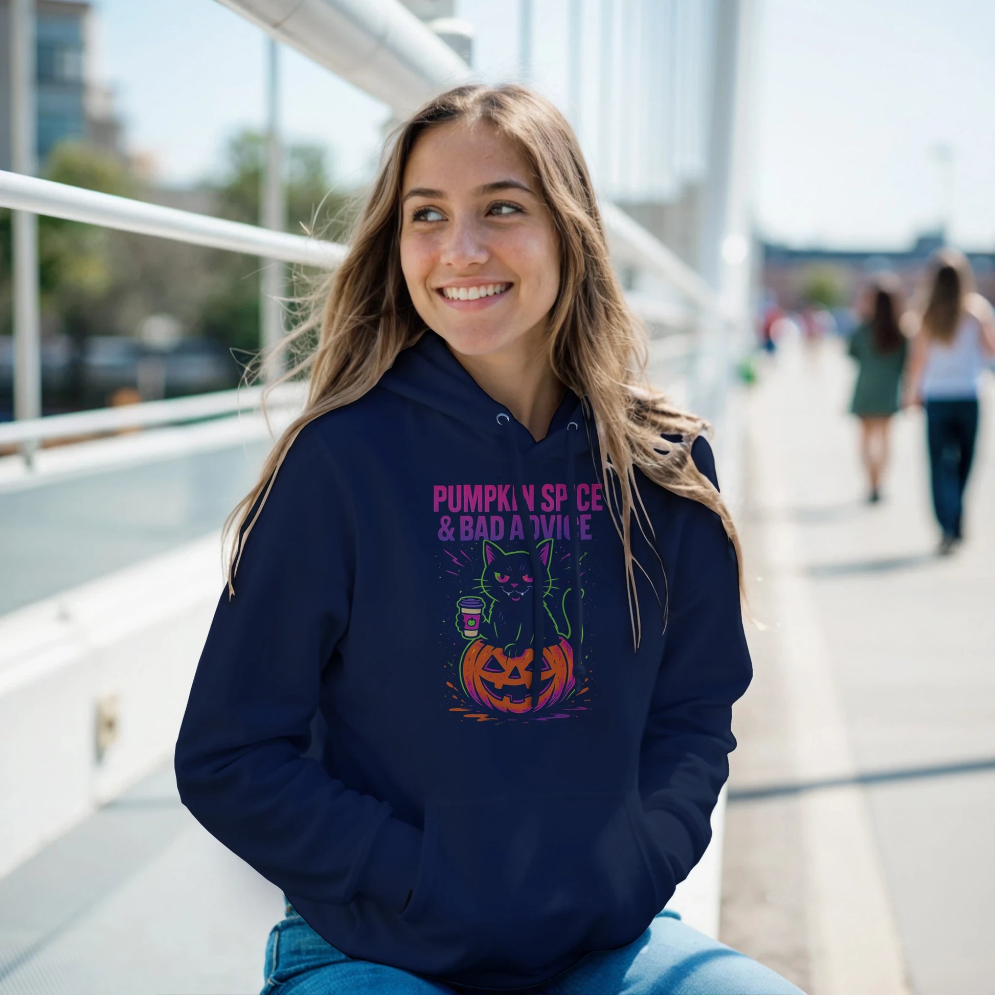 Pumpkin Spice & Bad Advice Hoodie – Funny Halloween Cat Sweatshirt - LazyWhiskers