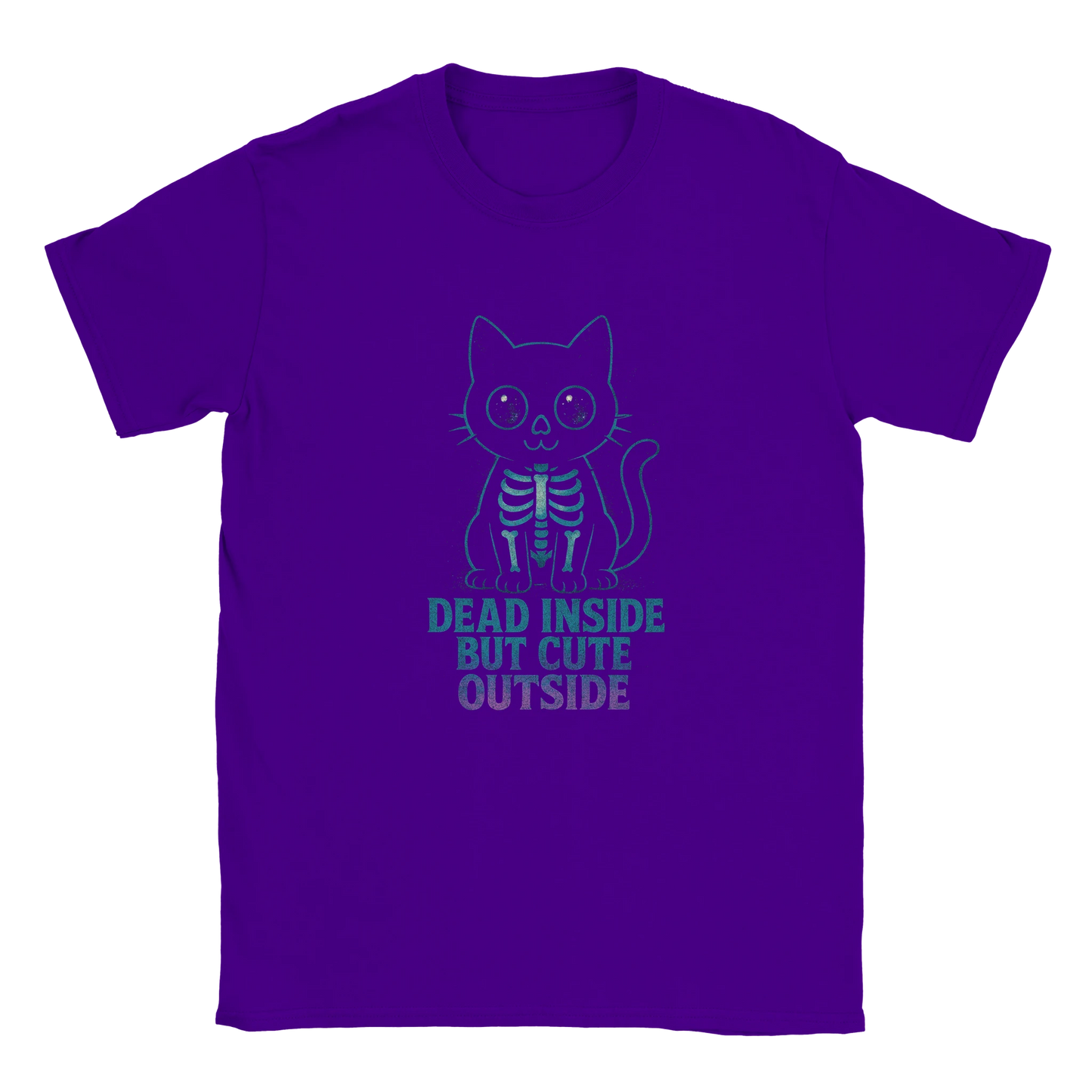 Dead Inside But Cute – Funny Skeleton Cat T-Shirt - LazyWhiskers